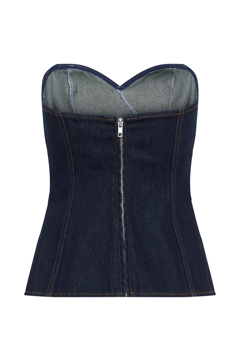 Sylas Strapless Buckle Denim Top - Indigo Blue