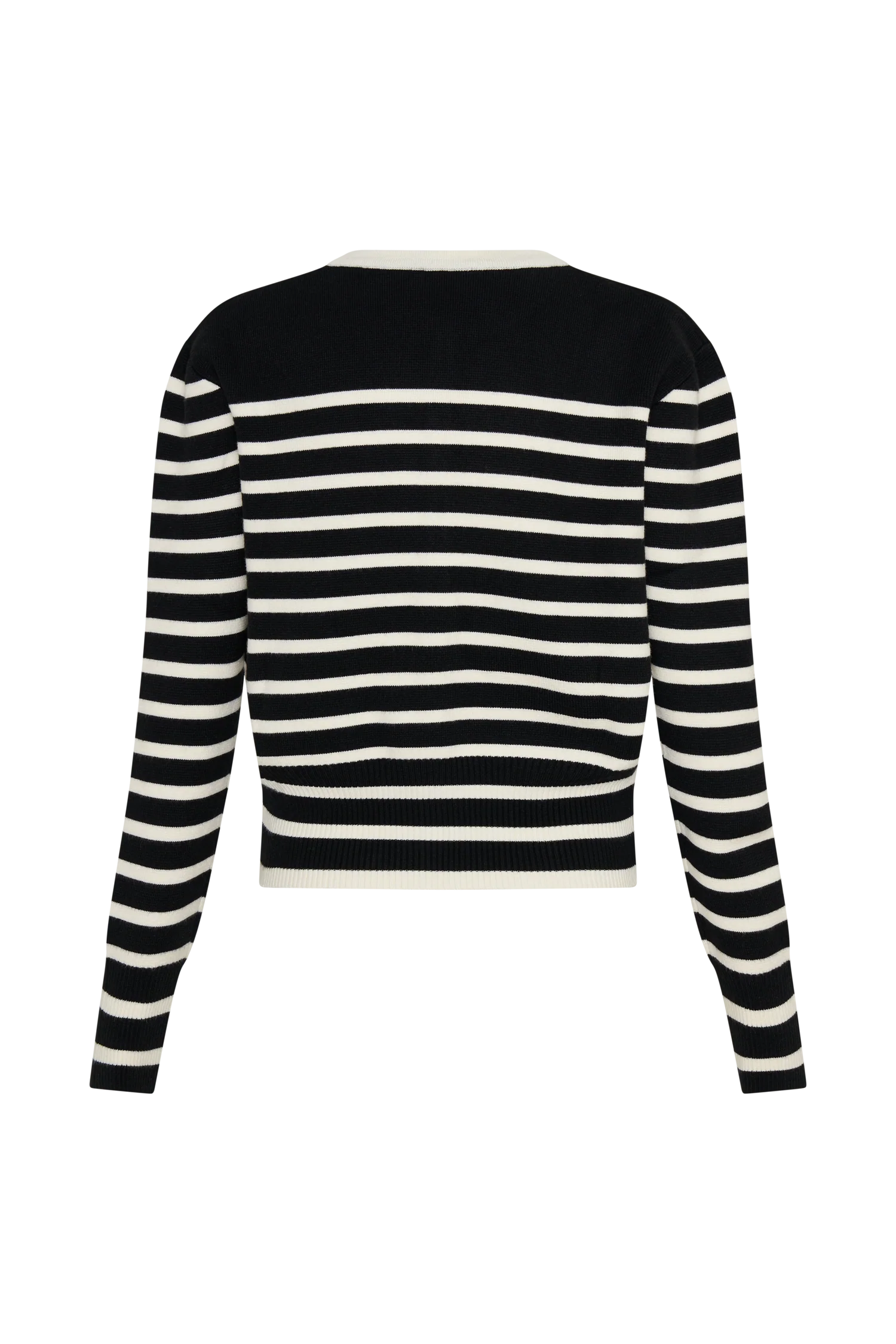 Talia Stripe Knit Cardigan - Black/White