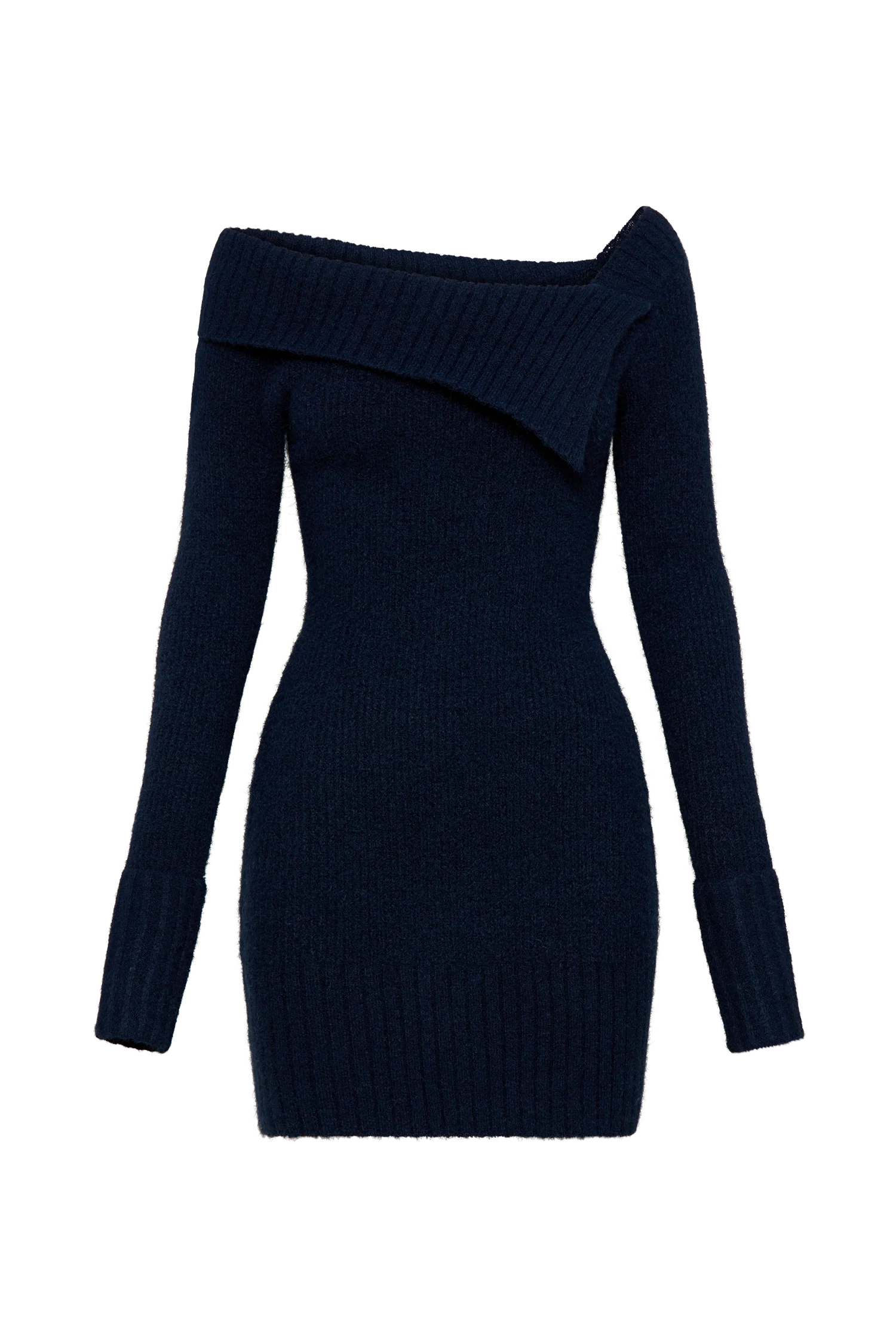 Stephanie Asymmetric Knit Mini Dress - Dark Navy