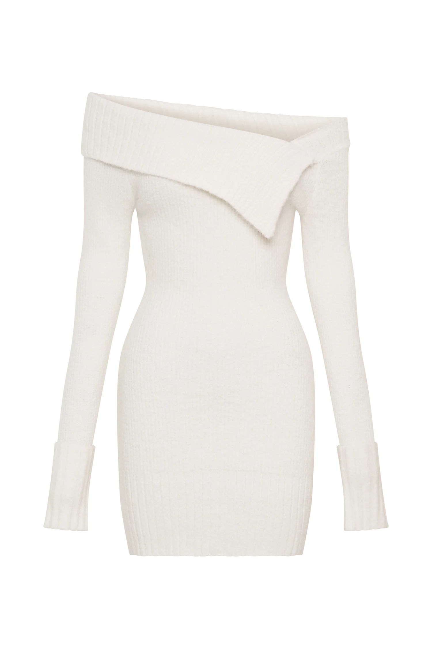 Stephanie Asymmetric Knit Mini Dress - Ivory