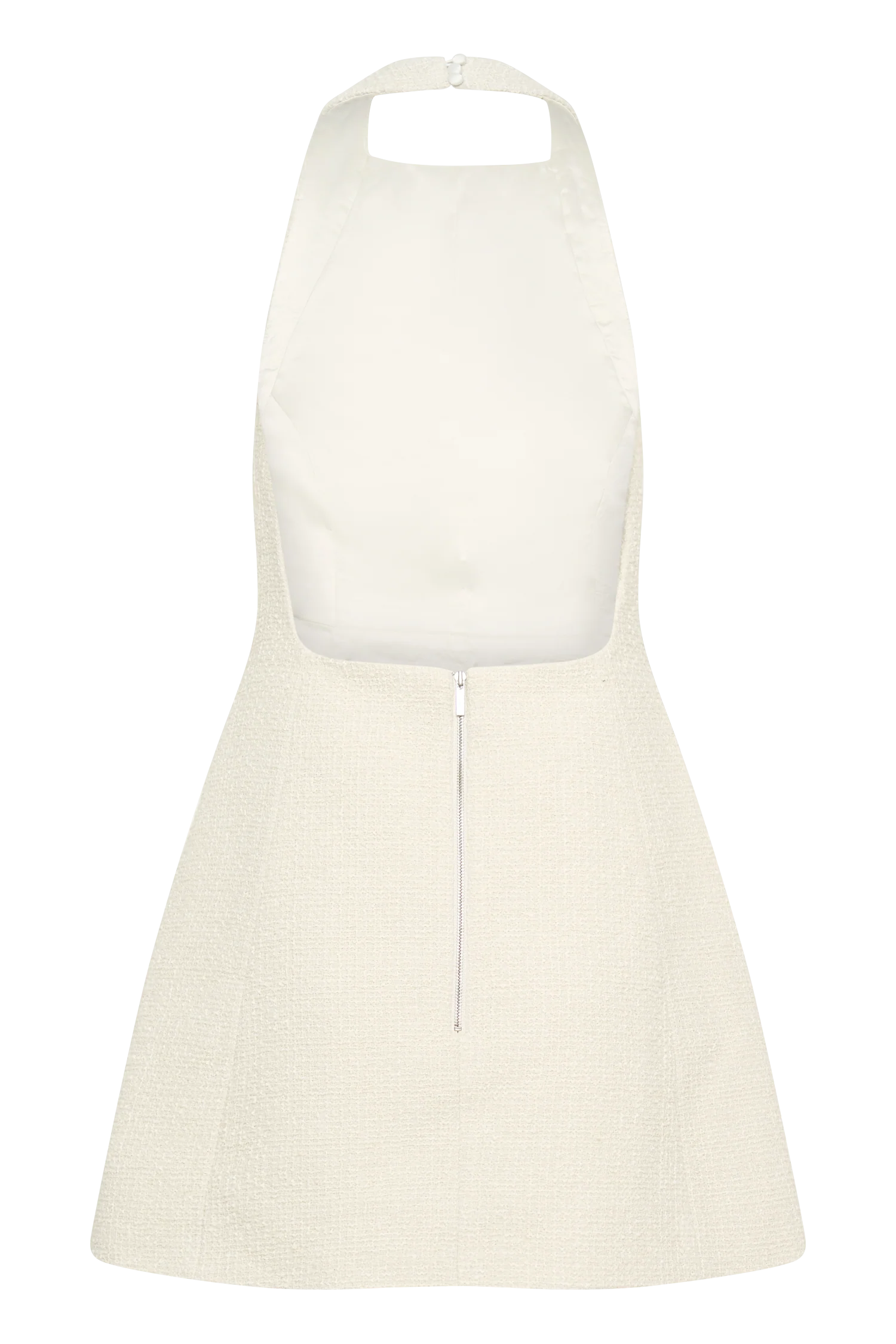 Carina Boucle Halter Mini Dress - Ivory