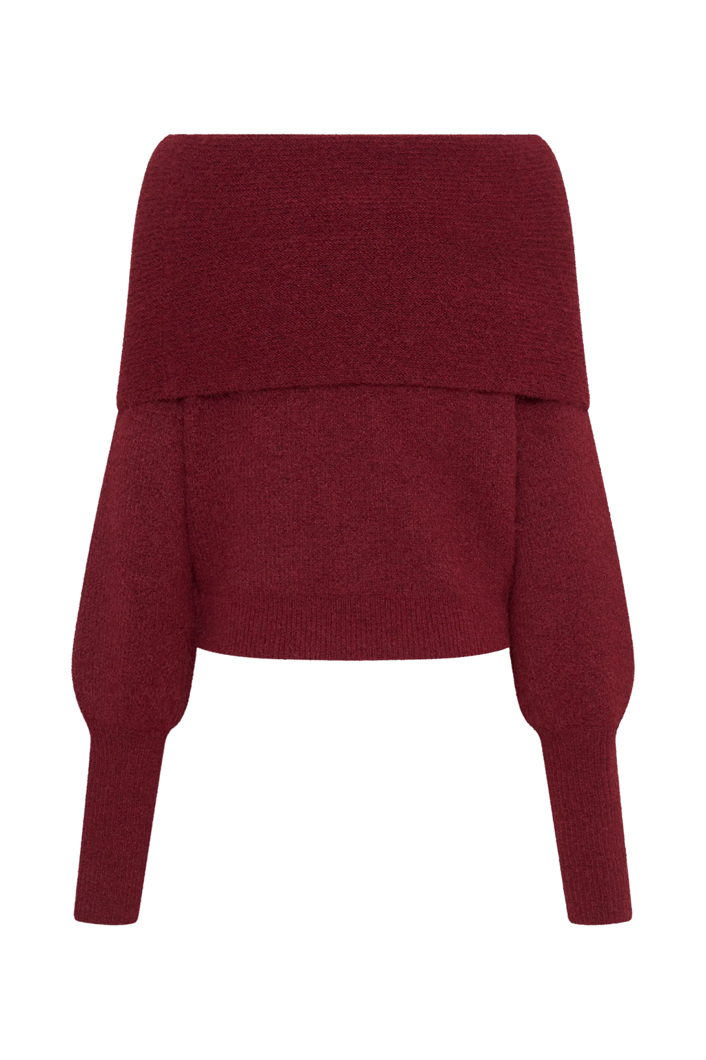 Charlotte Off Shoulder Knit Long Sleeve Top - Merlot