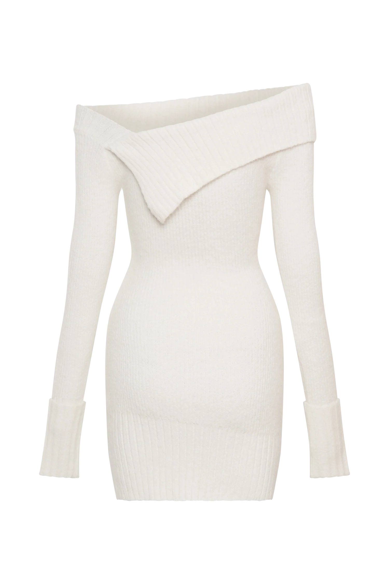 Stephanie Asymmetric Knit Mini Dress - Ivory