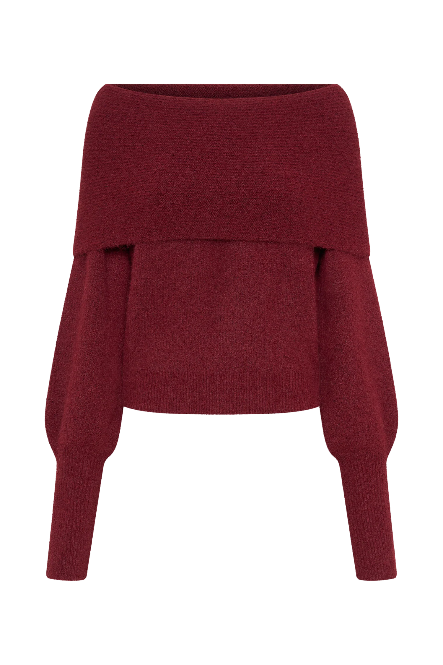 Charlotte Off Shoulder Knit Long Sleeve Top - Merlot