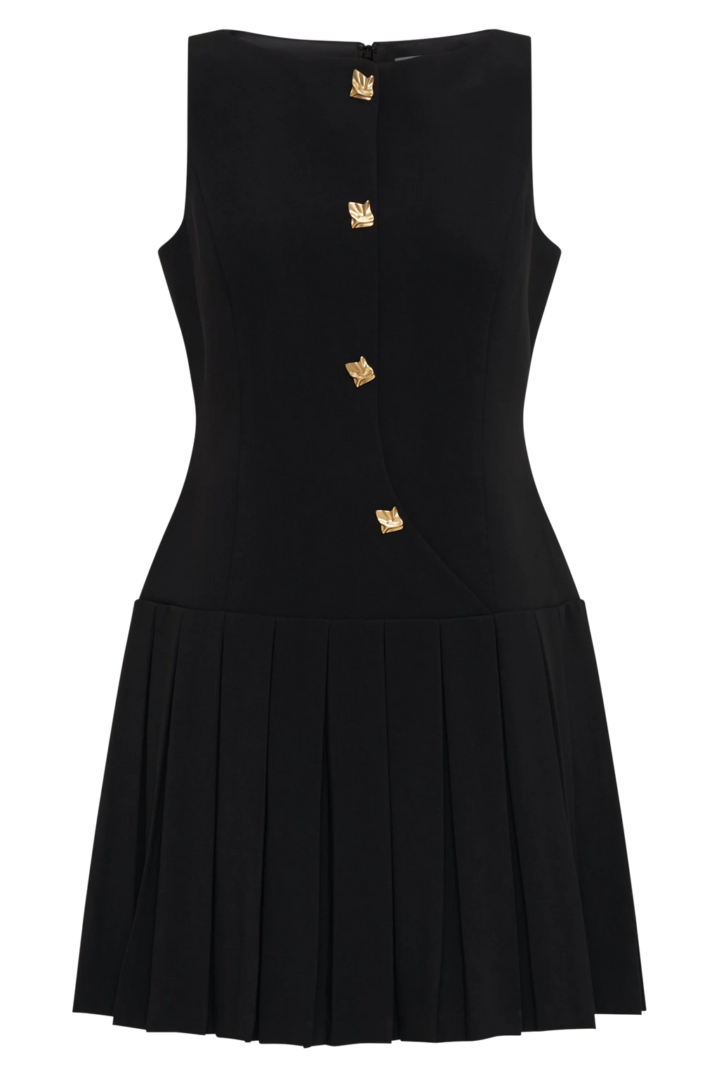 Mackenzie Sleeveless Pleated Mini Dress - Black