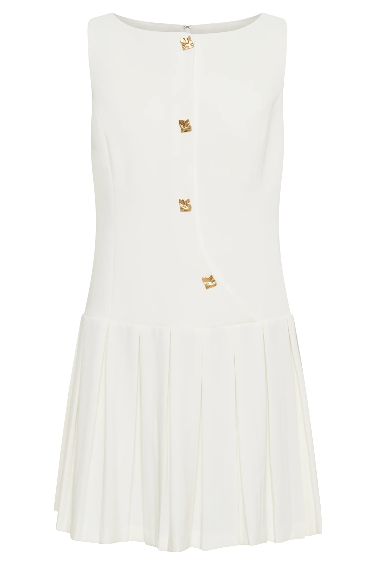 Mackenzie Sleeveless Pleated Mini Dress - Ivory