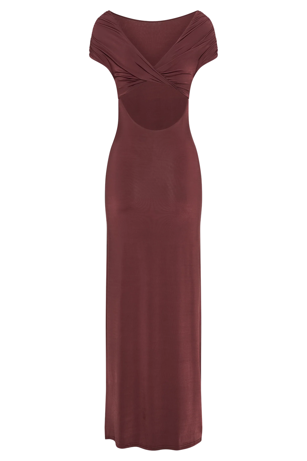 Imogen Off Shoulder Slinky Maxi Dress - Mahogany