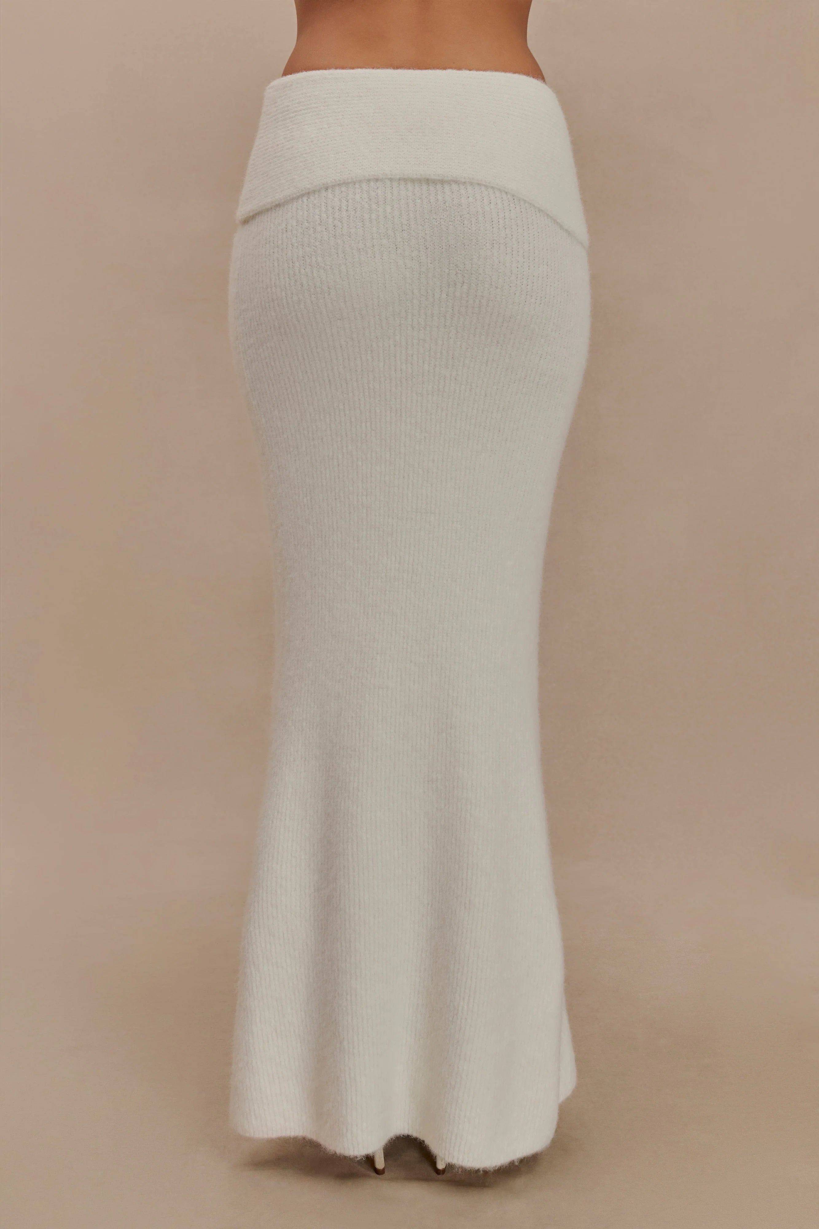Charlotte Knit Maxi Skirt With Overlay - Ivory