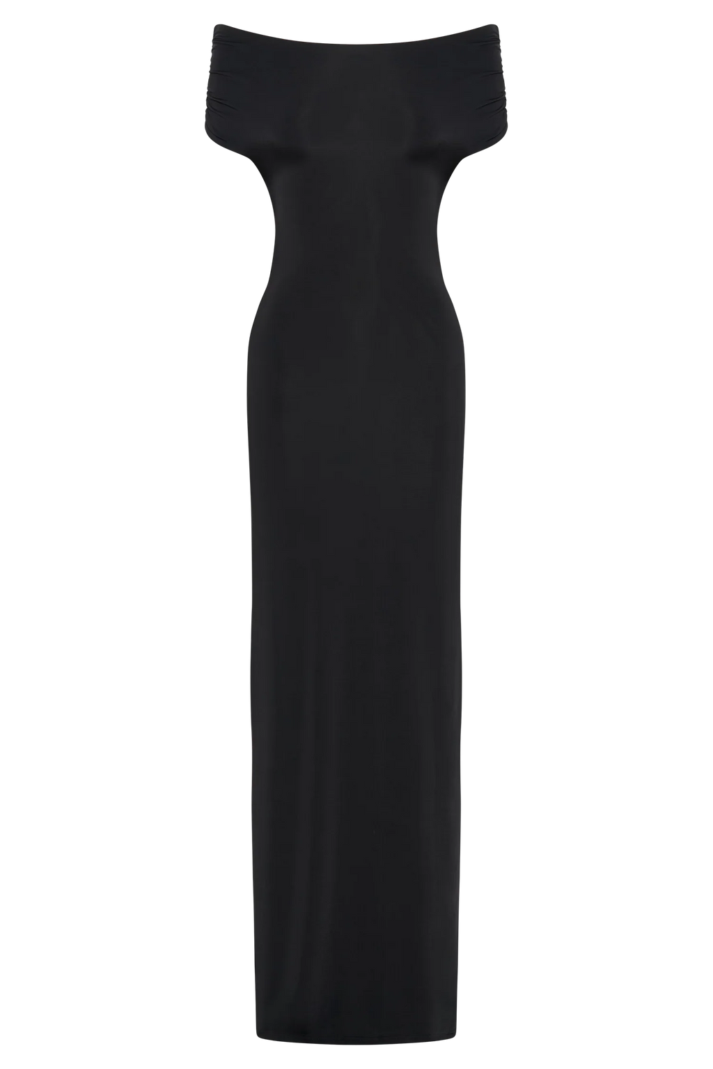 Imogen Off Shoulder Slinky Maxi Dress - Black