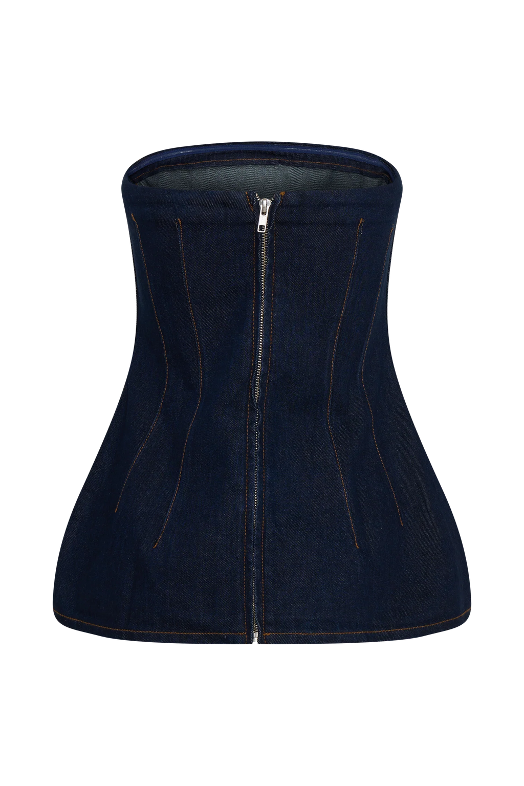 Madelyn Strapless Longline Denim Top - Indigo Blue