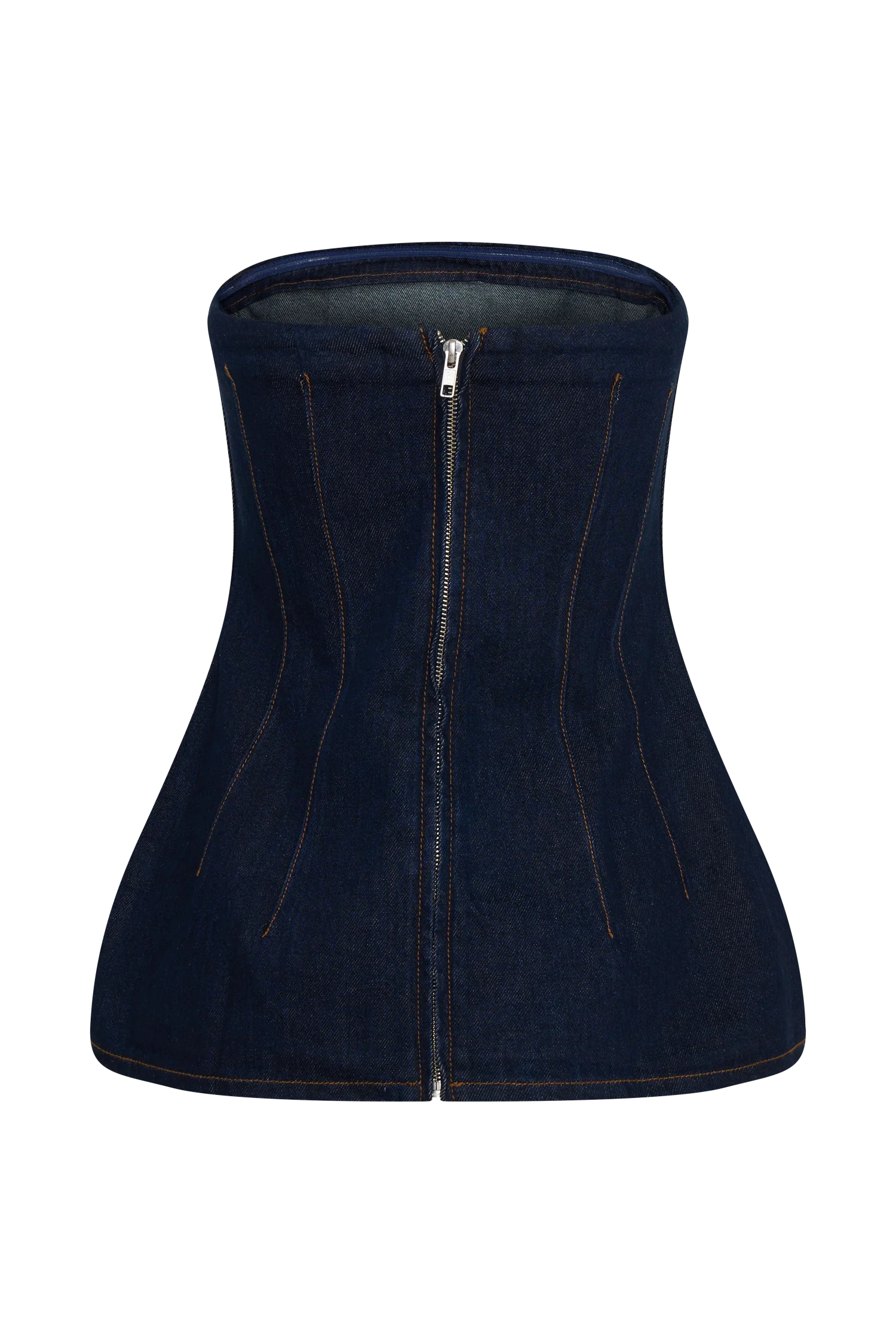 Madelyn Strapless Longline Denim Top - Indigo Blue
