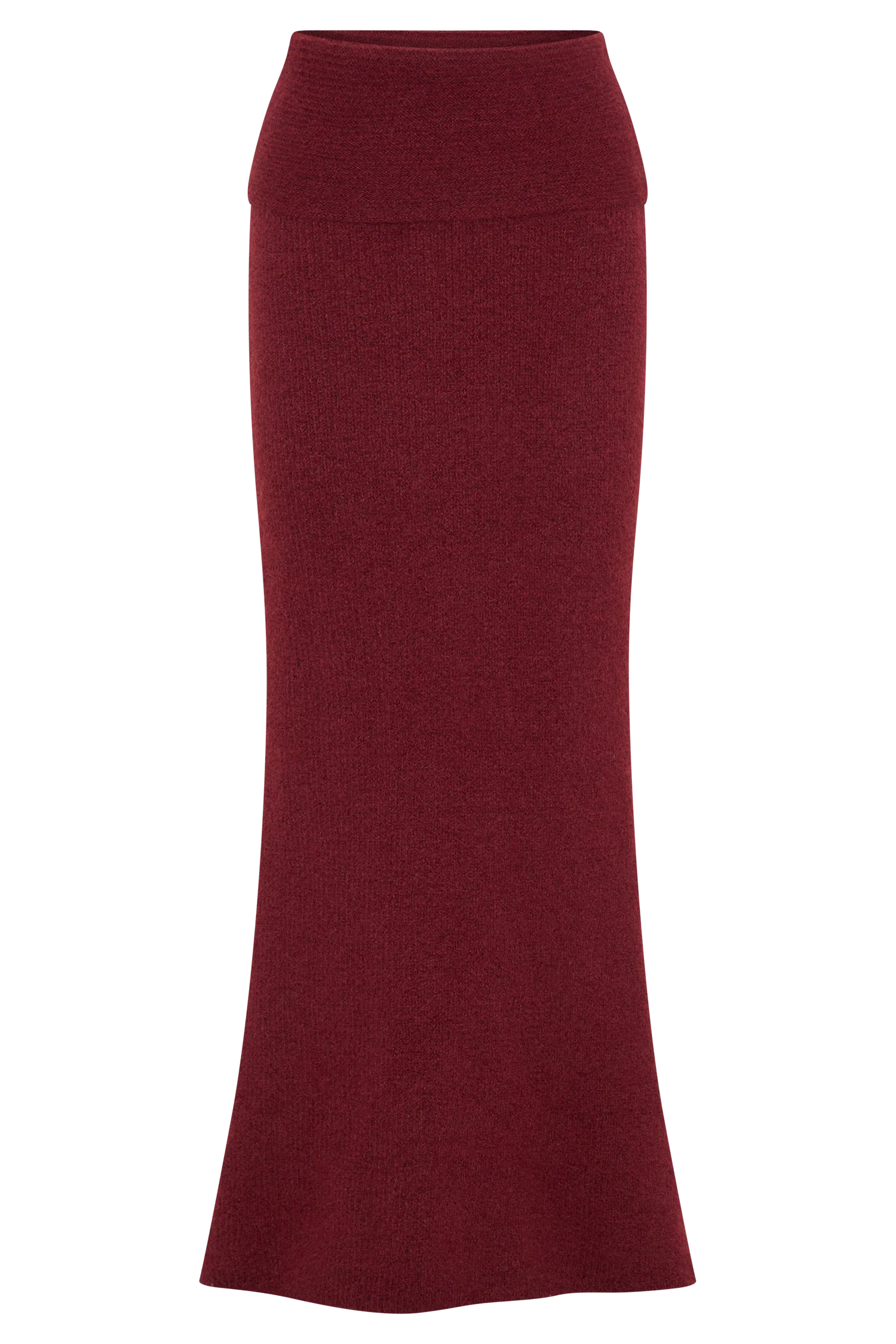 Charlotte Knit Maxi Skirt With Overlay - Merlot