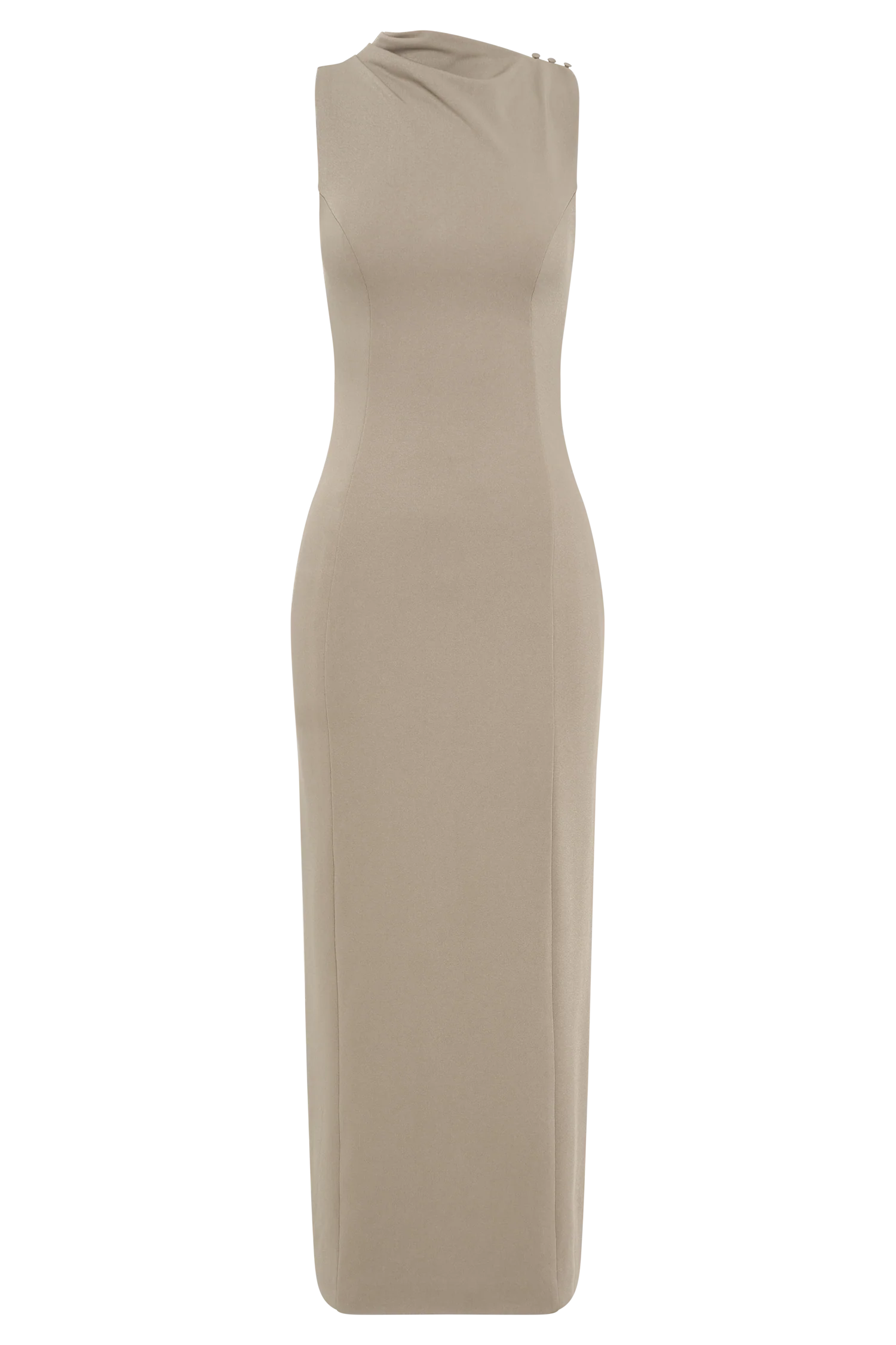 Taylor Draped Stretch Crepe Midi Dress - Mushroom