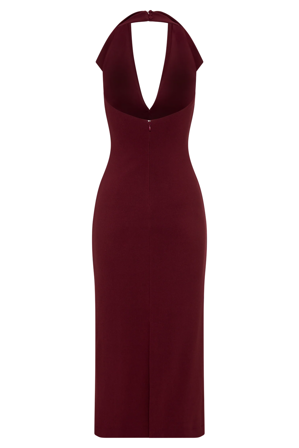 Annita Crepe Halter Midi Dress - Merlot