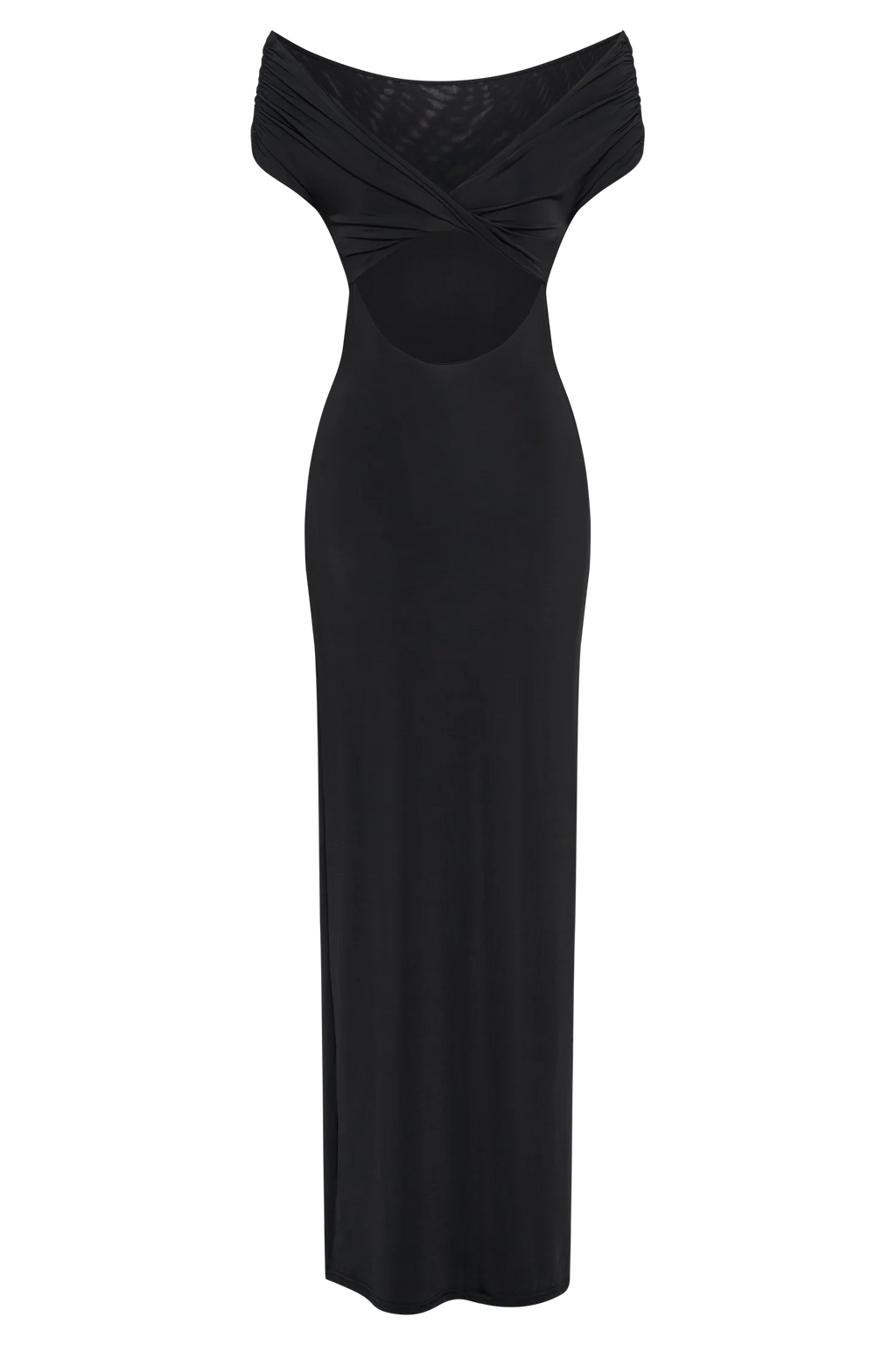 Imogen Off Shoulder Slinky Maxi Dress - Black