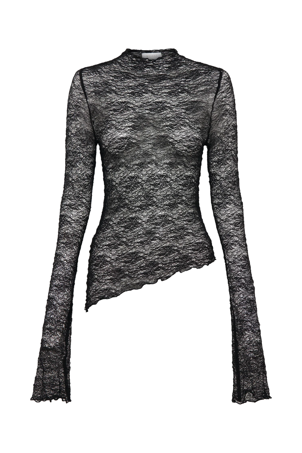 Riley Sheer Lace Long Sleeve Top - Black