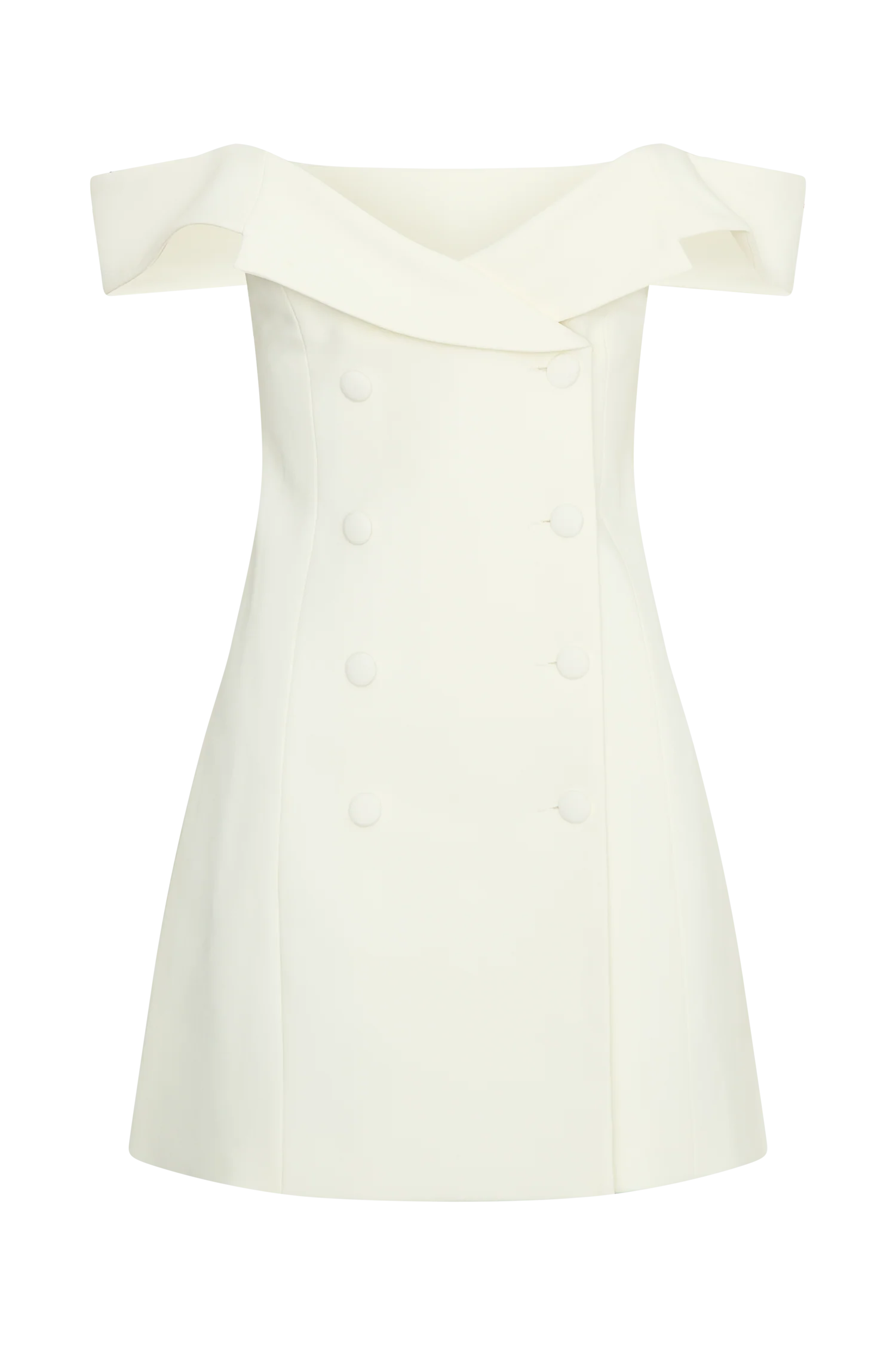 Noelle Off Shoulder Suiting Mini Dress - Ivory