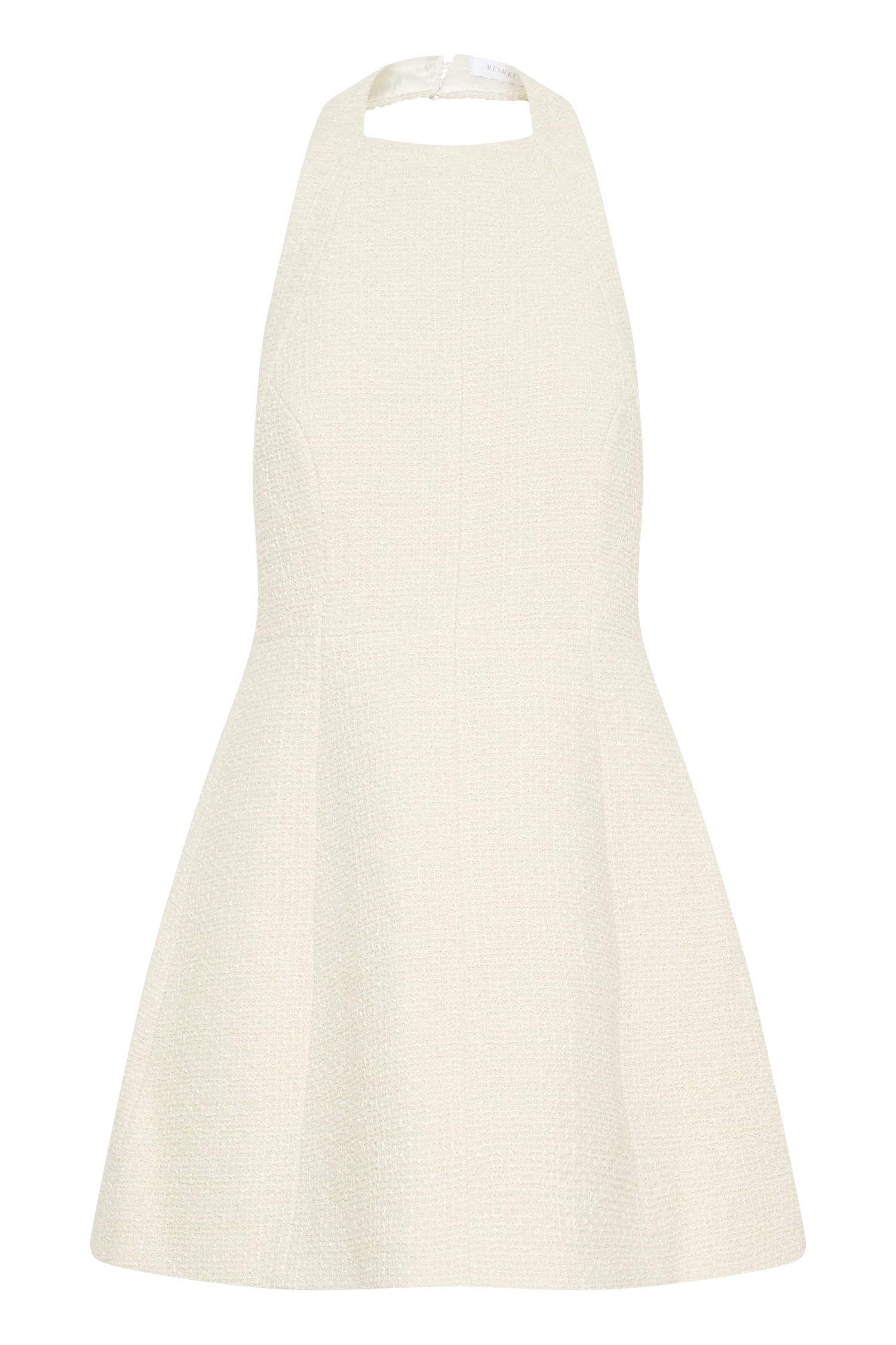 Carina Boucle Halter Mini Dress - Ivory