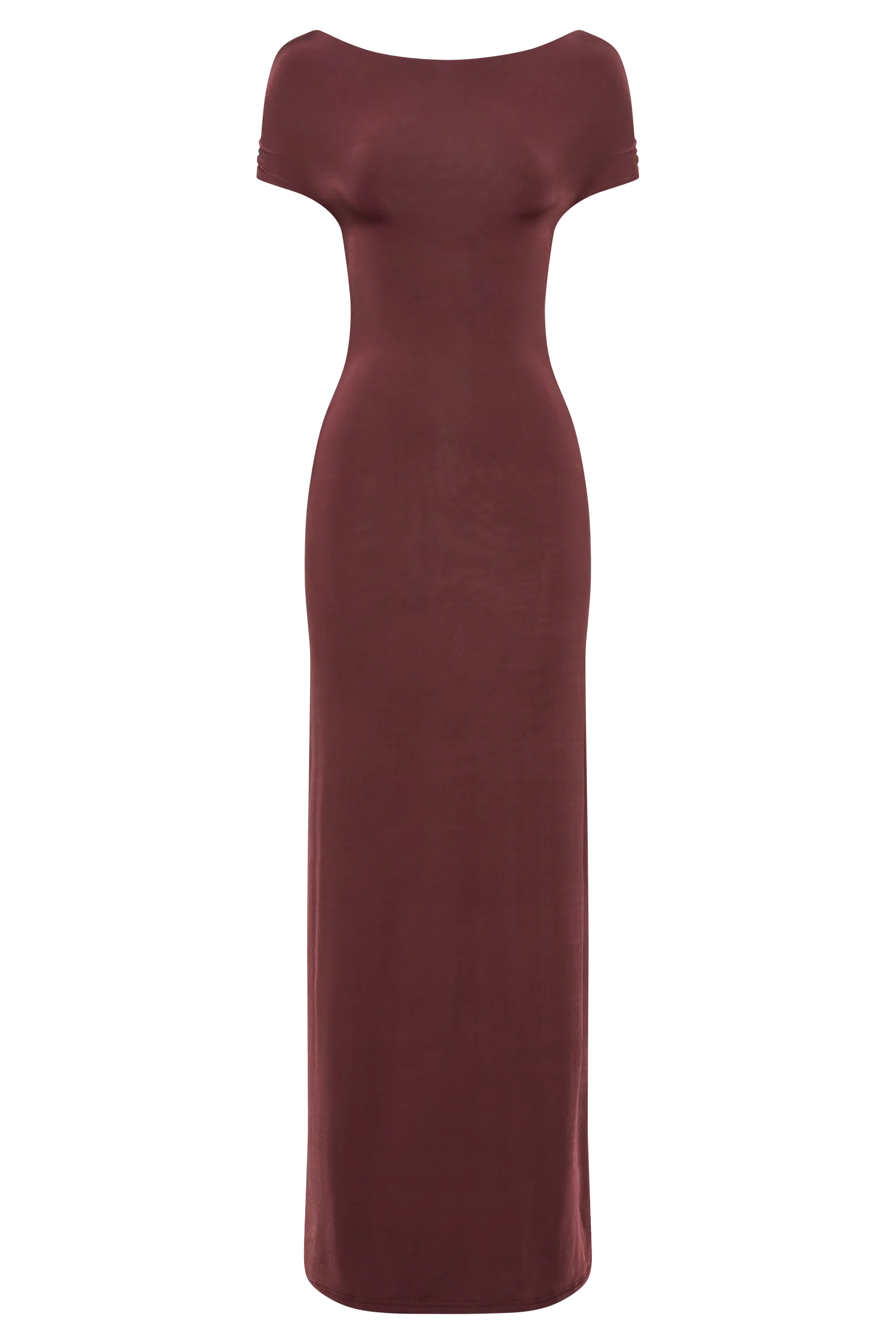 Imogen Off Shoulder Slinky Maxi Dress - Mahogany
