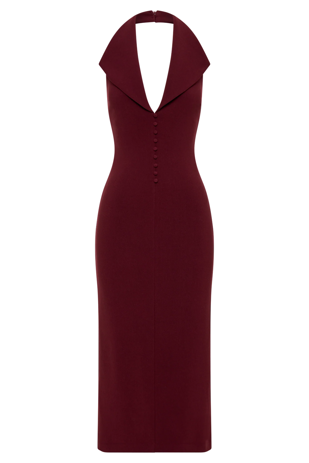 Annita Crepe Halter Midi Dress - Merlot