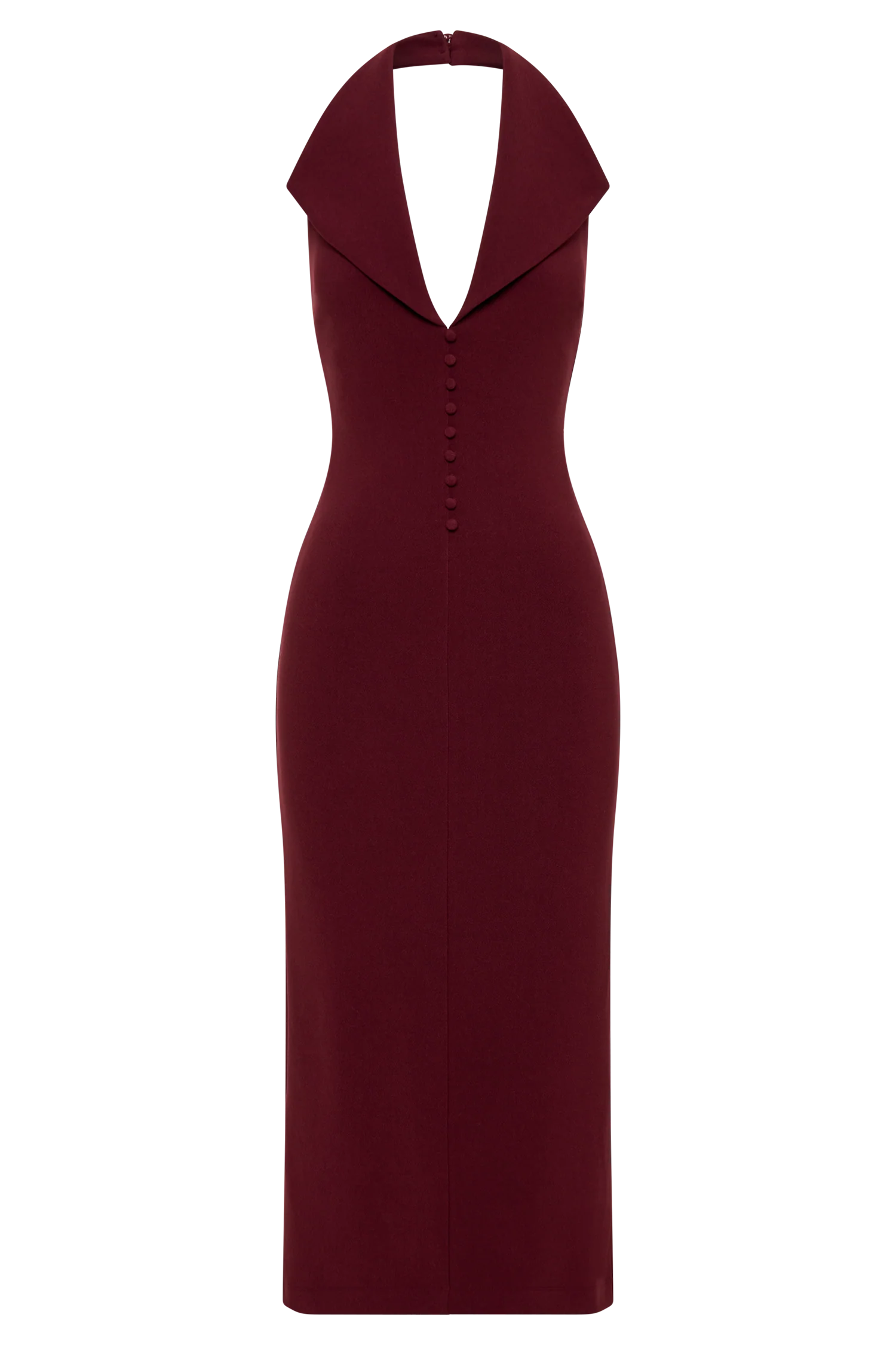 Annita Crepe Halter Midi Dress - Merlot