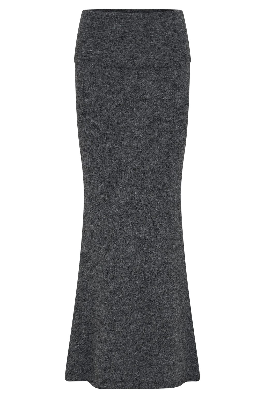 Charlotte Knit Maxi Skirt With Overlay - Charcoal