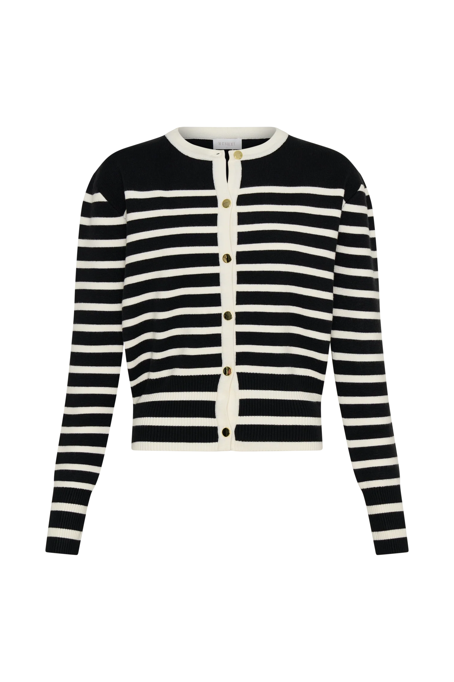 Talia Stripe Knit Cardigan - Black/White