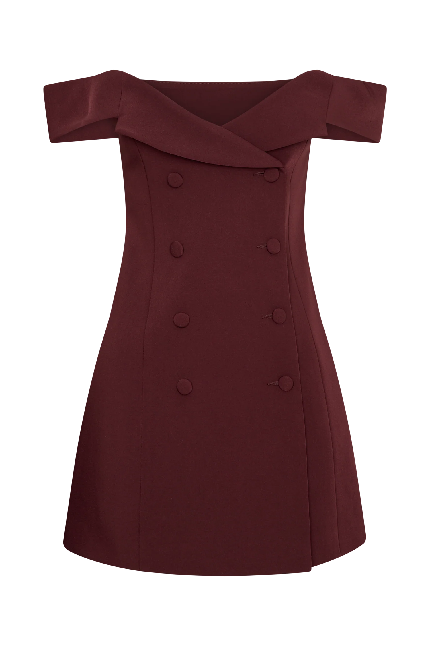 Noelle Off Shoulder Suiting Mini Dress - Mahogany